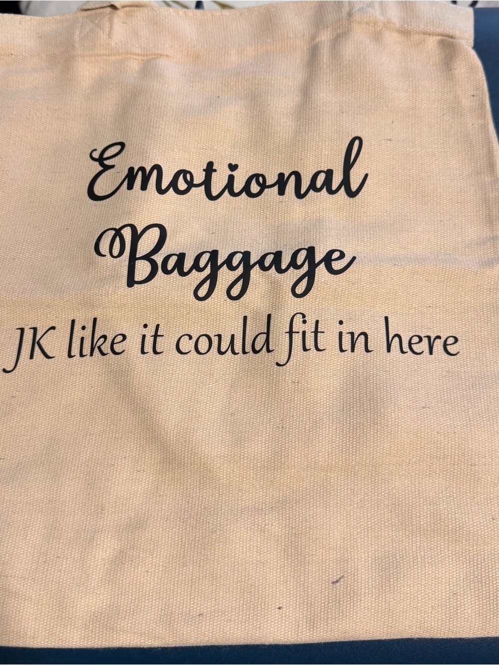 Canvas Tote Bag - Beige "Emotional Baggage"